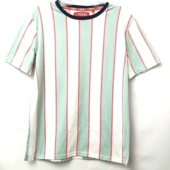 Carbon Shirt Women's Medium Performance Short Sleeve Stripped Work Out - Picture 1 of 7